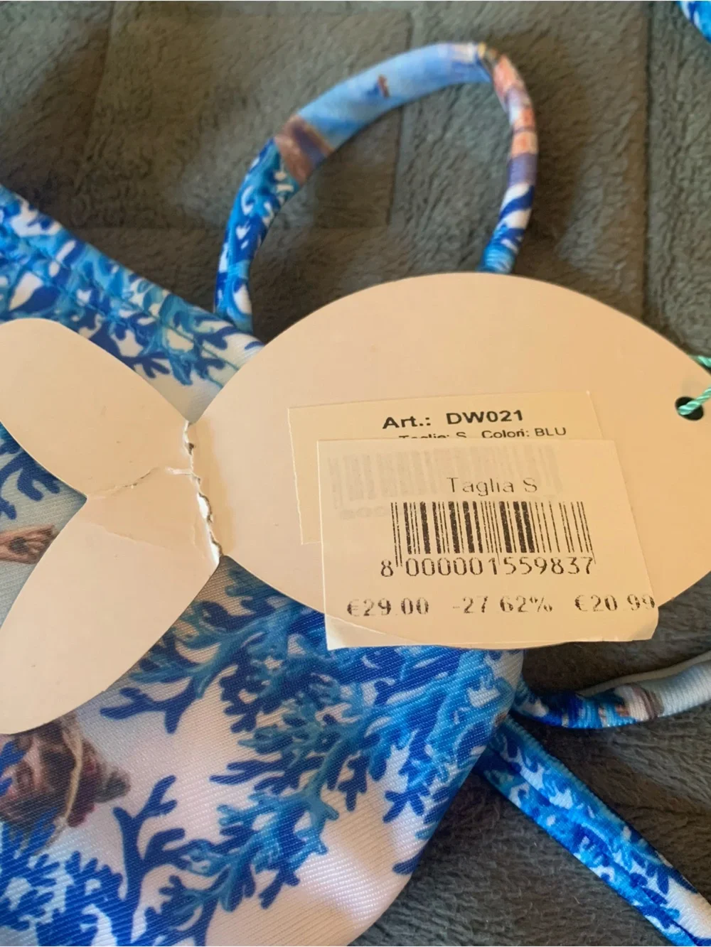 French Romantic beautiful Blue & white toile print Italian bikini set size S